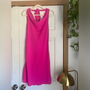 Hot pink tie up dress. Size large fits like a medium. This is a Barbie pink.